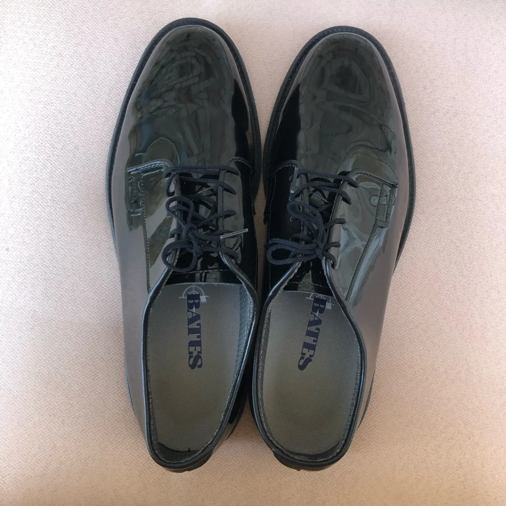 Bates Vibram 00941A High Gloss Black‎ Military Uniform Oxford Mens Shoes 11.5 D